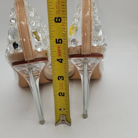 Azalea Wang Bonnie Crystal-Studded Translucent Pumps Heels Women's Size 8.5 New - Picture 7 of 13